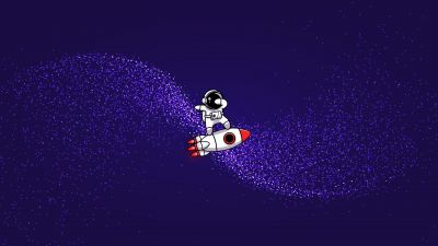 Astronaut, Rocket, Surreal, Indigo background, Purple background