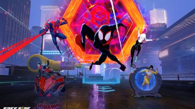 Free Fire, Spider-Man: Across the Spider-Verse, Miles Morales, Spider-Man 2099, Spider-Gwen, 5K, Spiderman