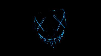 LED mask, Glow in dark, Purge mask, Face Mask, Scary mask, Black background, 5K, 8K