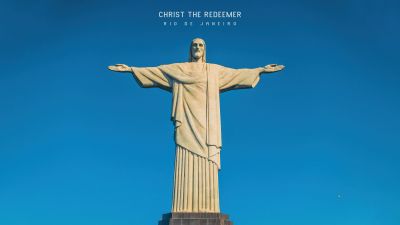 Christ the Redeemer, Statue, Rio de Janeiro, Jesus Christ, Brazil, 5K, Blue Sky