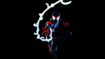 Marvel's Spider-Man: Miles Morales, Black background, 5K, Spiderman