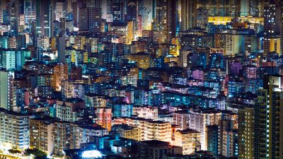 Illuminated, Cityscape, Buildings, Night City, Metropolis