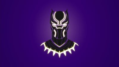 Black Panther, 10K, Cartoon, Minimalist, Purple background, 5K, 8K
