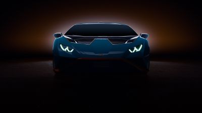 Lamborghini Huracán STO, Aesthetic, CGI, 5K, Dark background