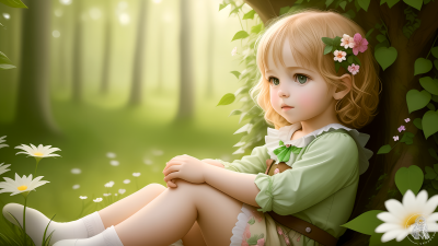 Cute child, AI art, Spring, Surreal, Adorable, Cute Girl, Pretty