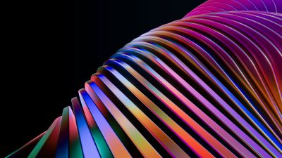 Vibrant, Rainbow swirl, 3D Art, Black background, 5K