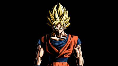 Goku, AMOLED, Super Saiyan, Dragon Ball Z, 10K, Black background, 5K, 8K