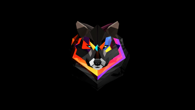 Wolf, Low poly, Colorful, AMOLED, Geometric, Minimalist, Black background