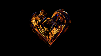 Geometric, Heart, AMOLED, Love heart, Black background