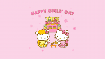 Happy girls day, Pink aesthetic, Hello kitties, 5K