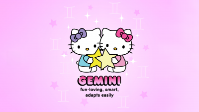 Gemini, Hello Kitty, Zodiac sign, Smart, 5K, Pink aesthetic, Sanrio