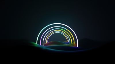 Neon art, Rainbow, Glowing, Dark aesthetic, 5K