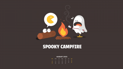 August Calendar, 2023, Campfire, Spooky, Illustration