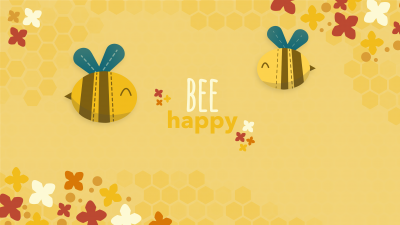 Bee happy, Yellow aesthetic, Illustration, 5K