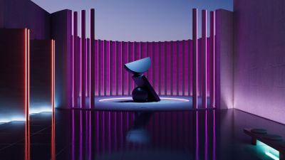 Sculpture, Modern architecture, Purple aesthetic, Surreal, 5K