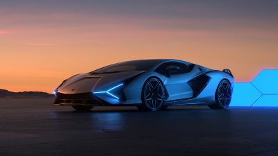 Lamborghini Sian, CGI, Sunset