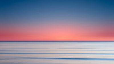 Sunset, Long exposure, Ocean, Horizon, 5K
