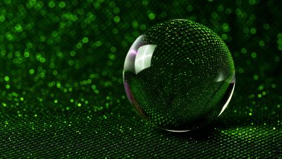 Crystal Ball, Green aesthetic, Bokeh Background, 5K, Macro