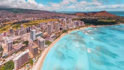 Honolulu, Aerial view, Hawaii, Beach, Cityscape