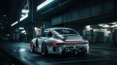 Porsche 911, Cyberpunk, CGI, 5K