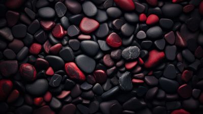 Pebbles, Artistic, Black rocks, Red rocks, Dark aesthetic, Pile of rocks, 5K