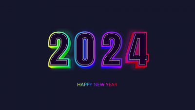 2024, Happy New Year, 2024 New year, Dark aesthetic, Deep blue