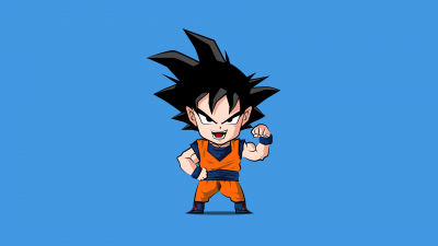 Goku, Chibi, Dragon Ball Z, Blue background, Minimalist, 8K, 5K