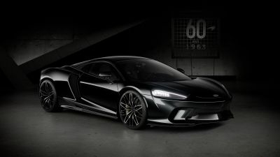 McLaren GT, Anniversary Edition, 5K, Dark background, Black cars, Dark aesthetic