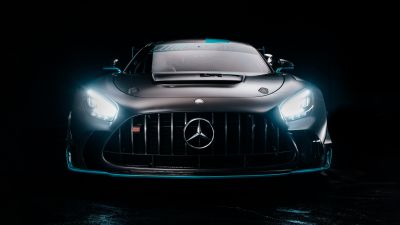 Mercedes-AMG GT2 PRO, Race cars, 5K, Dark aesthetic, Black background