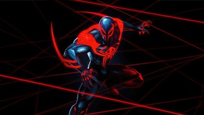 Spider-Man 2099, CGI, Dark aesthetic, 5K
