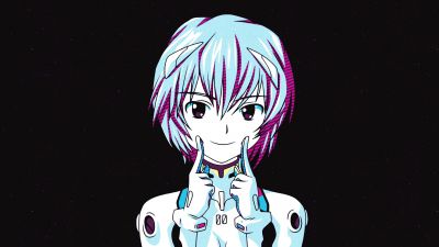 Rei Ayanami, Evangelion, Pop Art, Dark background, 5K