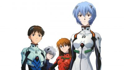 Neon Genesis Evangelion, Characters, Shinji Ikari, Kaworu Nagisa, Asuka Langley Soryu, Rei Ayanami, 5K, White background