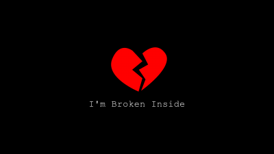 Heartbreak, Minimalist, 5K, AMOLED, Black background, 8K, Broken heart, Red heart, Sadness