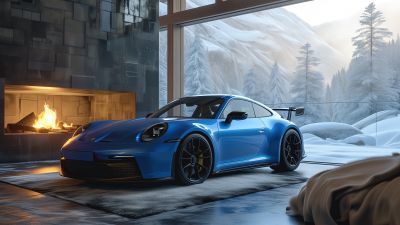 Porsche 911 GT3, Cozy, Winter, 5K, Fireplace