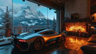 Mercedes-AMG ONE, Cozy, Fireplace, Winter, Aesthetic interior, 5K