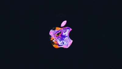 Apple logo, iPhone 12, Liquid art, Black background