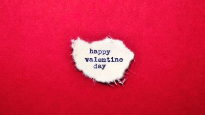 Happy Valentine's Day, Paper, Red background, February 14th, 5K