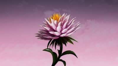 Purple Flower, Bloom, Digital flower, Purple aesthetic, Purple background, 5K