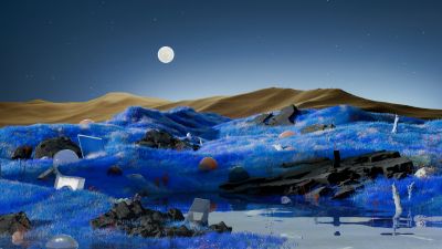 Dreamlike, Landscape, Surrealism, Full moon, Blue aesthetic