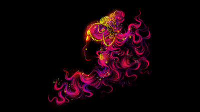 Goddess Parvati, Glowing, Hinduism, Hindu God, Black background, 5K, 8K, AMOLED, Digital Art