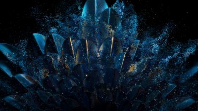 Vibrant, Fold phone, Peacock feathers, Blue aesthetic, Blue abstract, 5K, 8K, Oppo Find N, Stock, Elegant, Pattern, Black background
