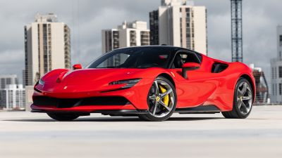 Ferrari SF90 Stradale, Red cars, PHEV cars, 5K