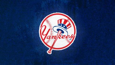 New York Yankees, Major League Baseball (MLB), Baseball team, 5K, Blue background