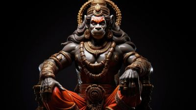 Lord Hanuman, Illustration, Digital Art, 5K, Anjaneya, Jai Shri Ram, Bajrangbali, Hindu God, Dark background