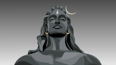 Adiyogi, Minimalist, Lord Shiva, Parameshwara, Mahadev, Hindu God, Parashiva, Third eye, 5K, 8K, Crescent Moon, Hinduism