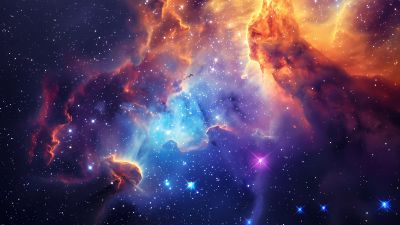 Galaxy, Cosmic phenomena, Nebula, 5K, Vibrant, Colorful, Stars