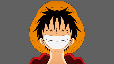 Monkey D. Luffy, Laughing, Grey background