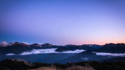 Olympic National Park, Sunset, Blue mountains, Washington, 5K