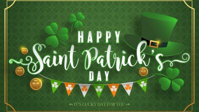 St. Patrick's Day, Decoration, Illustration, Green background, Leprechaun cap, Irish, Garland