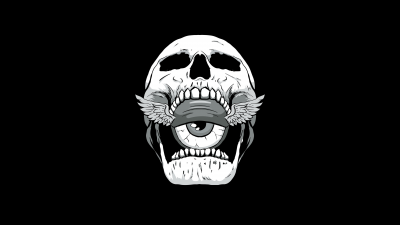 Skull, Weirdcore, AMOLED, 5K, Black background